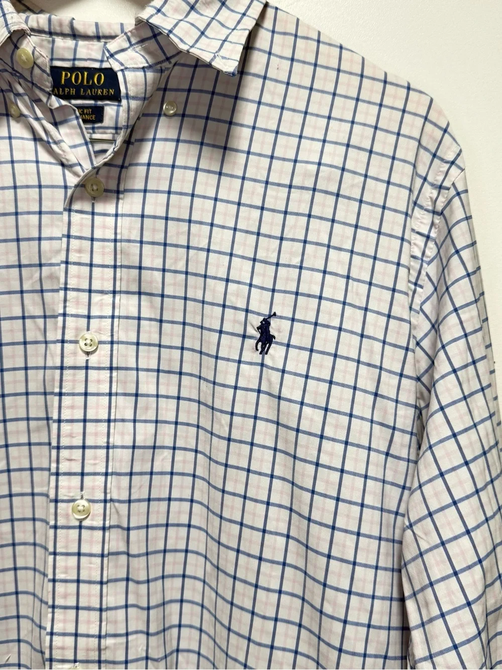 Polo by Ralph Lauren White Shirt with Blue Windowpane Check